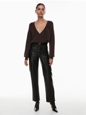 Aritzia Wilfred the Melina High-Waisted Vegan Leather Pants black SZ 6